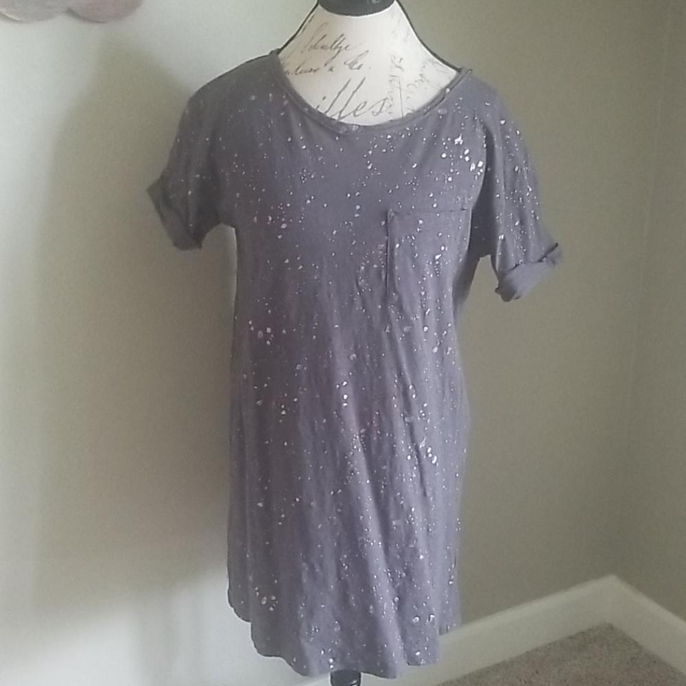 Splatter Paint Tee Shirt Dress Tunic Medium